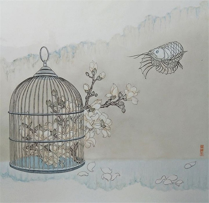 张运芳 中国画《望春风》